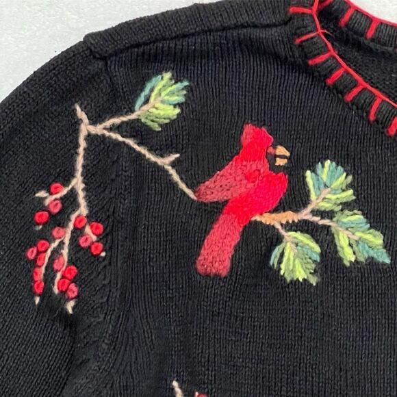 Coldwater Creek Cardinals Black Knit Cardigan Size XL - Picture 4 of 14